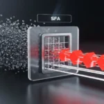 dağınık verilerin Satış Gücü Otomasyonu (SFA) sisteminden geçerek düzenli fırsatlara ve pipeline akışına dönüştüğünü gösteren 3D konsept görsel.